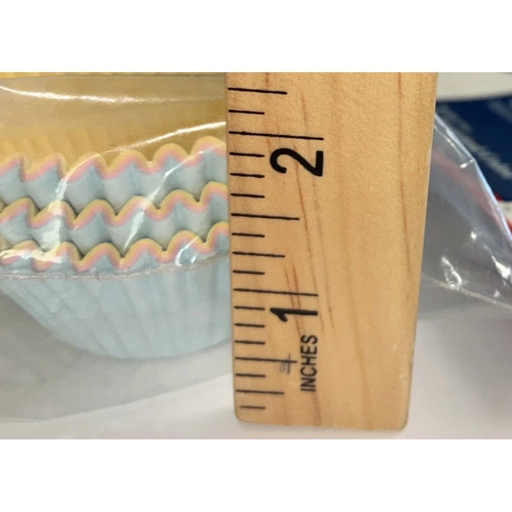 E-Z Foil Baking Cups Paper 66 Count Yellow Pink‎ Blue Made In USA Vintage NEW